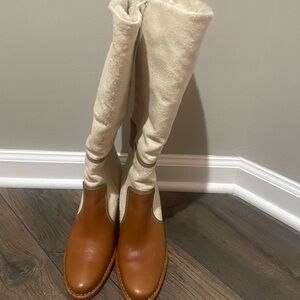Stylish Tan and Cream Women's Boots